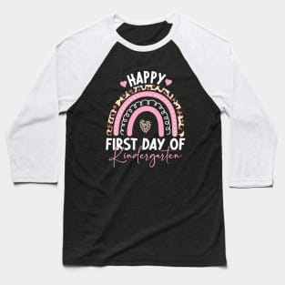 First Day of Kindergarten Rainbow Back To School Leopard Baseball T-Shirt